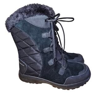 Columbia Ice Maiden Winter Snow Boots Womens Size 9 EU 40 Black Leather Lace Up